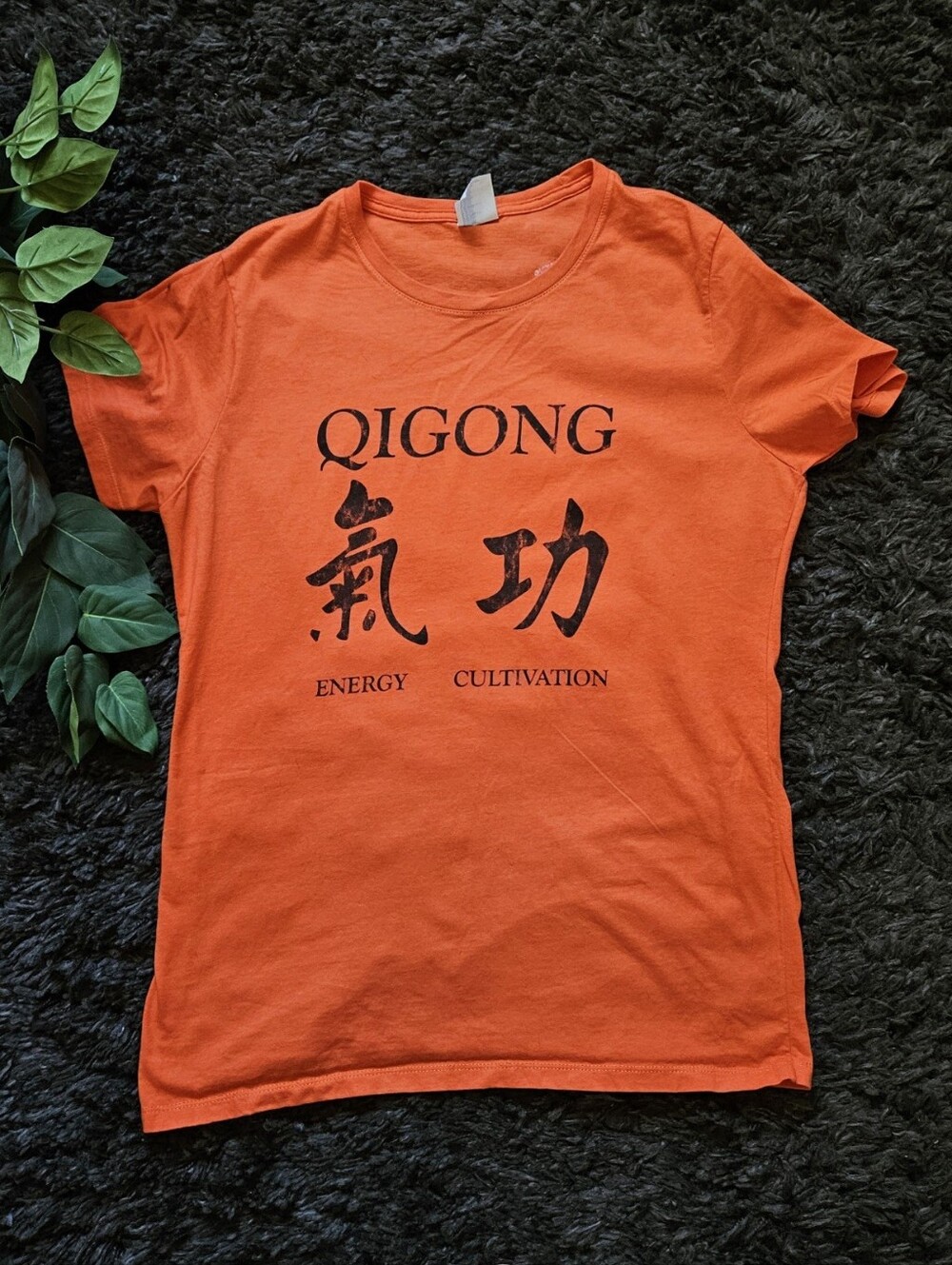 QiGong Chigong port company medium orange  black Chinese Meditation T-Shirt Ener